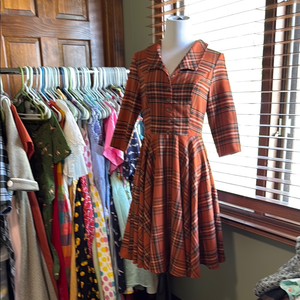 Hell Bunny Plaid Orange Dress